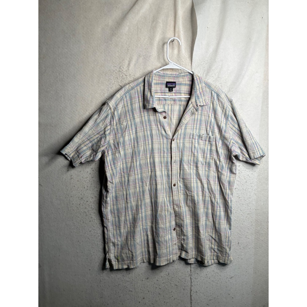 Patagonia Mens XXXL Organic Cotton Short Sleeve Plaid Button Down Shirt Multi